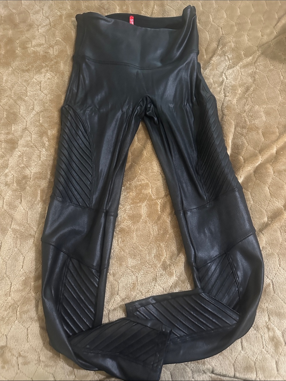 SPANX Black Leggings with Red Brand Tag